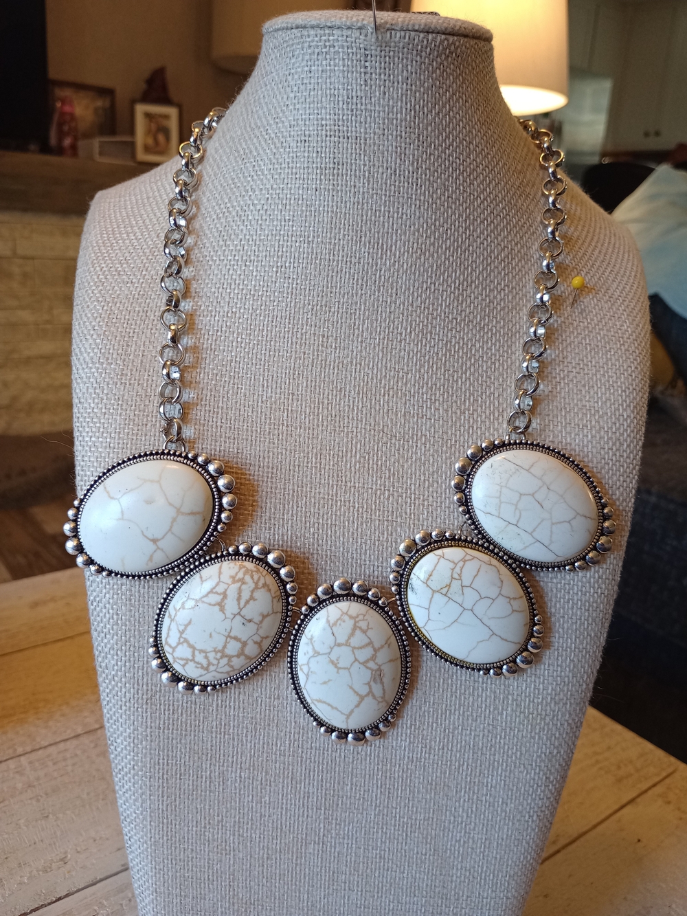 paparazzi White Howlite-Inspired Statement Necklace